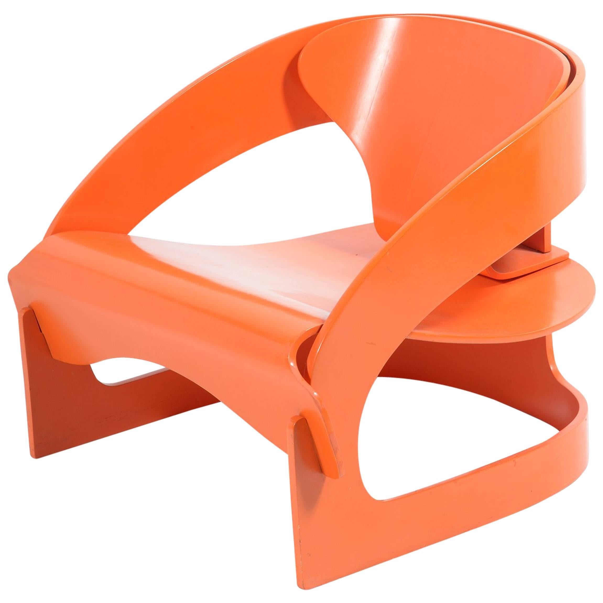 Iconic Mid-Century Orange Armchair by Joe Colombo for Kartell
