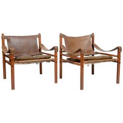 Antique Pair of "Sirocco" Safari Chairs Designed by Arne Norell, Sweden, 1960s
