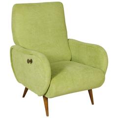 Armchair Foam Fabric Upholstery Wood Vintage, Italy, 1960s