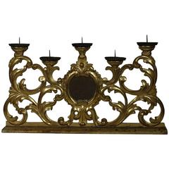Large 18th Century Italian Giltwood Baroque Candleholder with Mirror