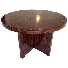 Huge Round Art Deco Ebene de Macassar Coffee Side Table 4
