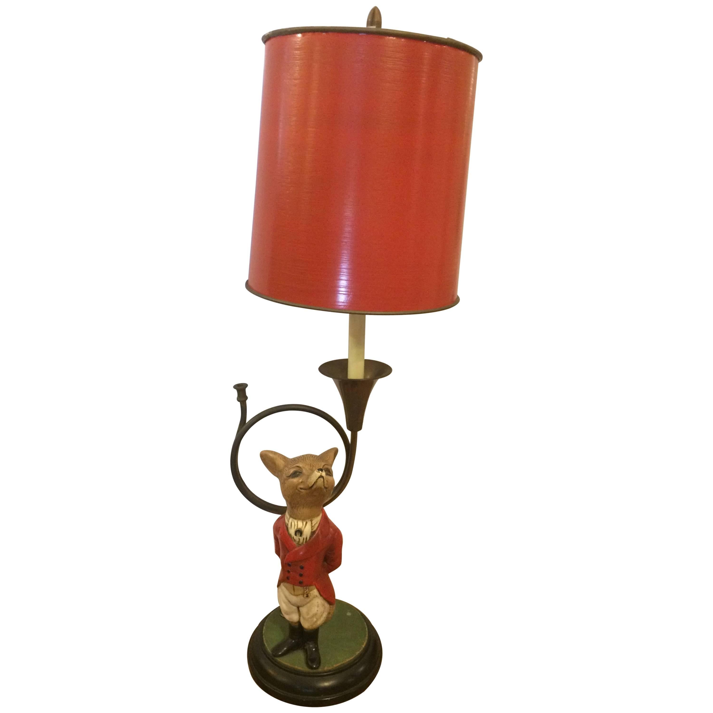 Whimsical Fox & French Horn Table Lamp