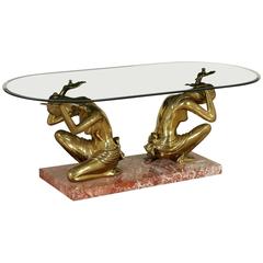 Sitting Room Coffee Table Bronze Crystal Marble, Italy, 20th Century