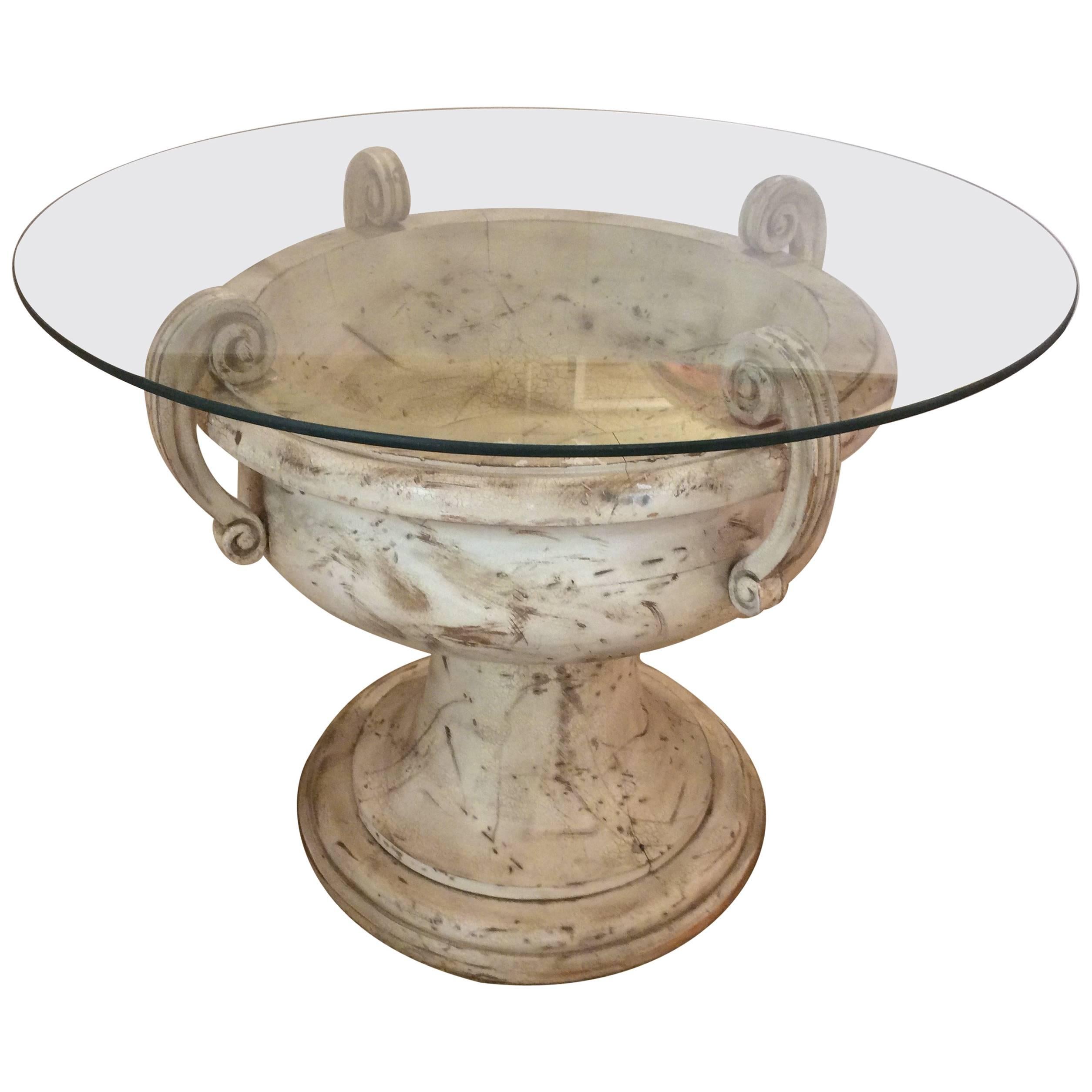 Large Elegant Carved Wood Italian Urn Table Base