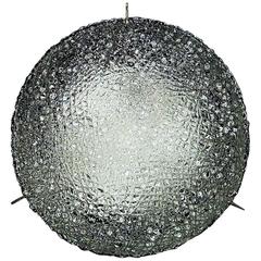 Modernist Kaiser Textured Murano Ice Glass Flush Mount or Wall Lamp, Germany 1