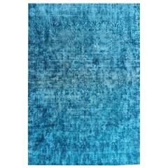 Oversized Bright Blue Turquoise Vintage Carpet