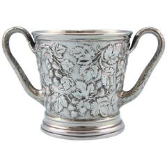Mortimer & Hunt Victorian Double Handled Sterling Silver Chased Mug London, 1843