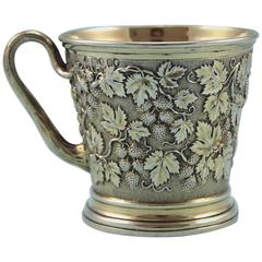 Hunt & Roskell Victorian Silver Gilt Chased Mug, London, 1848
