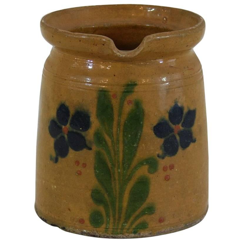 19th Century French Glazed Earthenware Alsace Jug