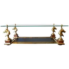 French Brass "Cheval" Coffee Table by Maison Charles