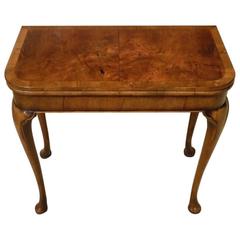 Burr Walnut and Walnut George I Style Antique Fold over Card Table