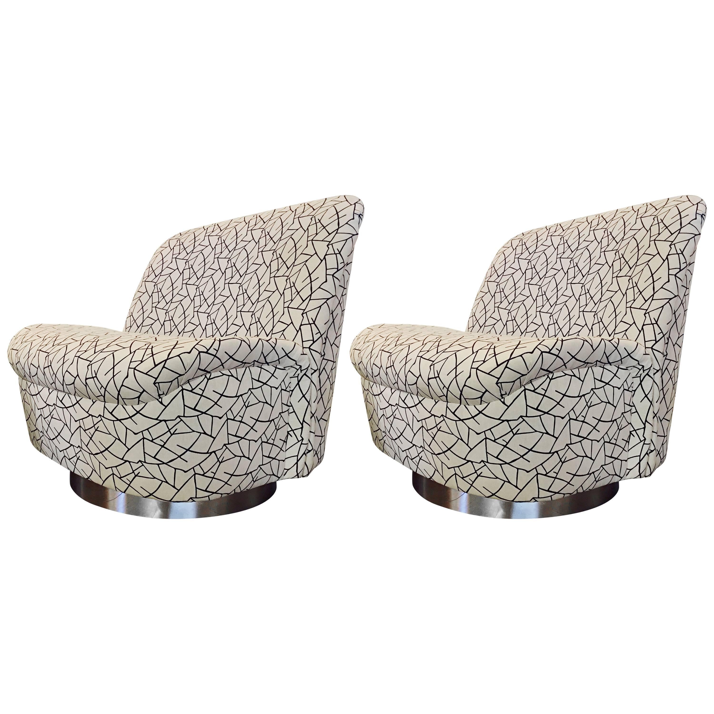 Pair of Milo Baughman Swivel Chairs For Sale
