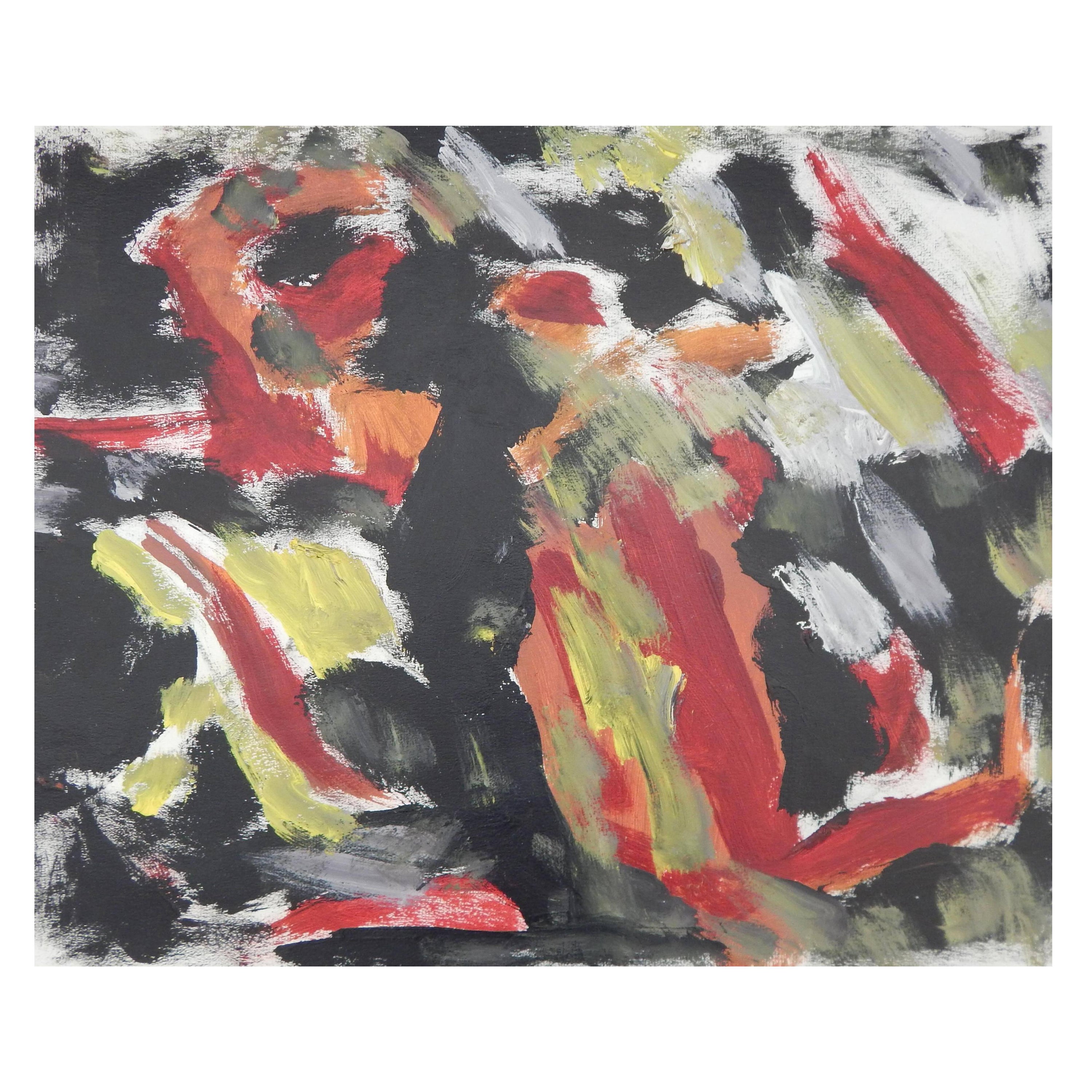 Harold Christopher Davies Abstract Expressionist Oil on Paper, 1968 For Sale