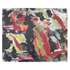 Huile sur papier expressionniste abstraite de Harold Christopher Davies, 1968