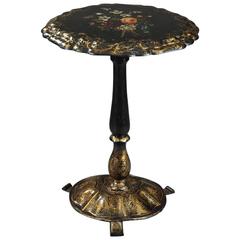 19th Century Napoleon III Gueridon in Wood and Lacquered Cardboard 2