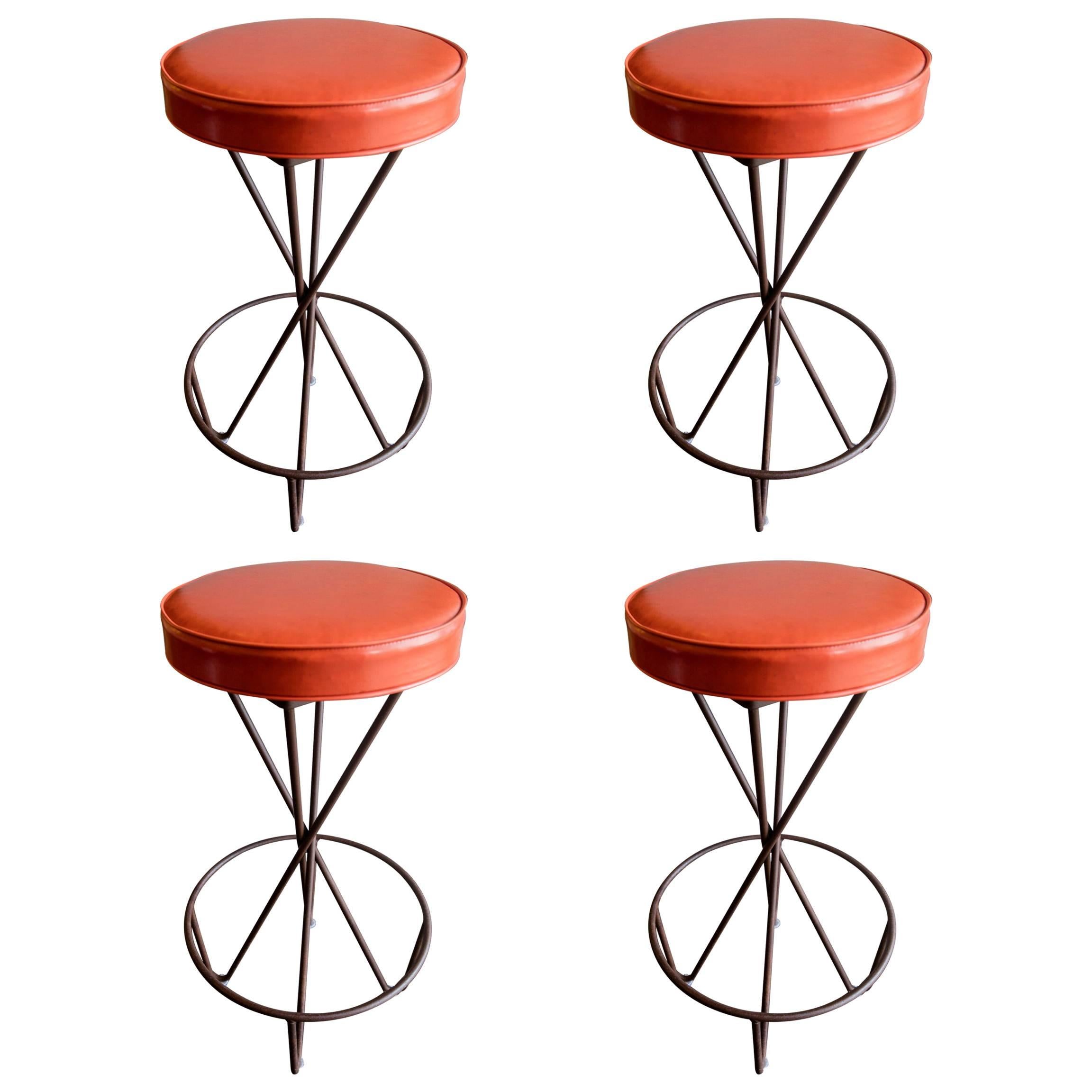 Set of Four Bar Stools by Frederic Weinberg For Sale