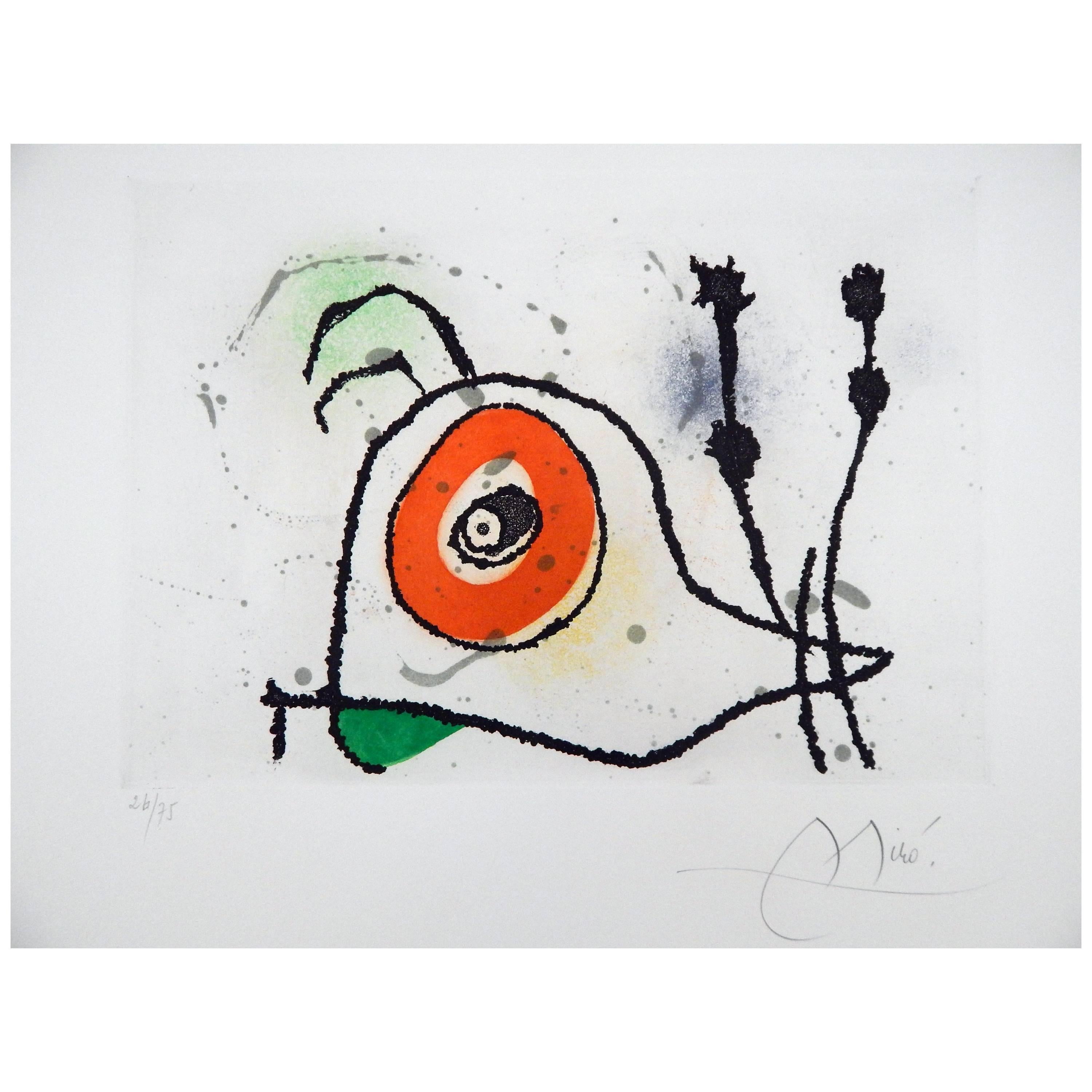 Joan Miro Aquatint "Escargot Enjoue, " 1973