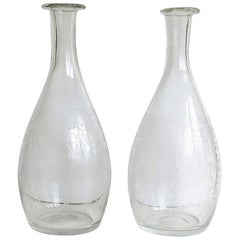 Fine Pair of Glass Carafes, Jugs or Vases Hand-blown and engraved, Late 19th C.