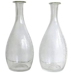 Pair of Fine Handblown Glass Carafes or Decanters, Engraved, Late 19th Century 8