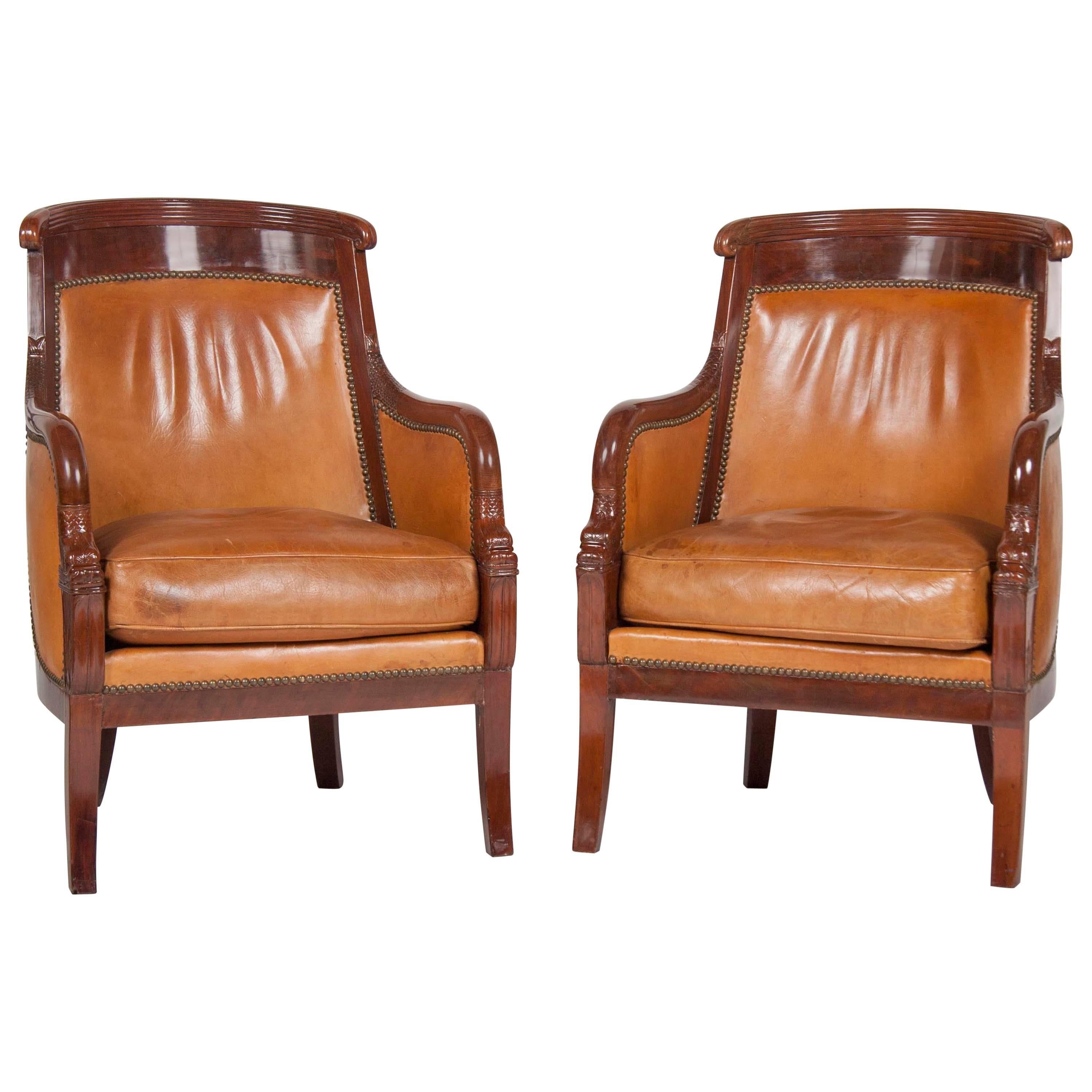 Matched Pair of Mahogany Louis Philippe Bergères