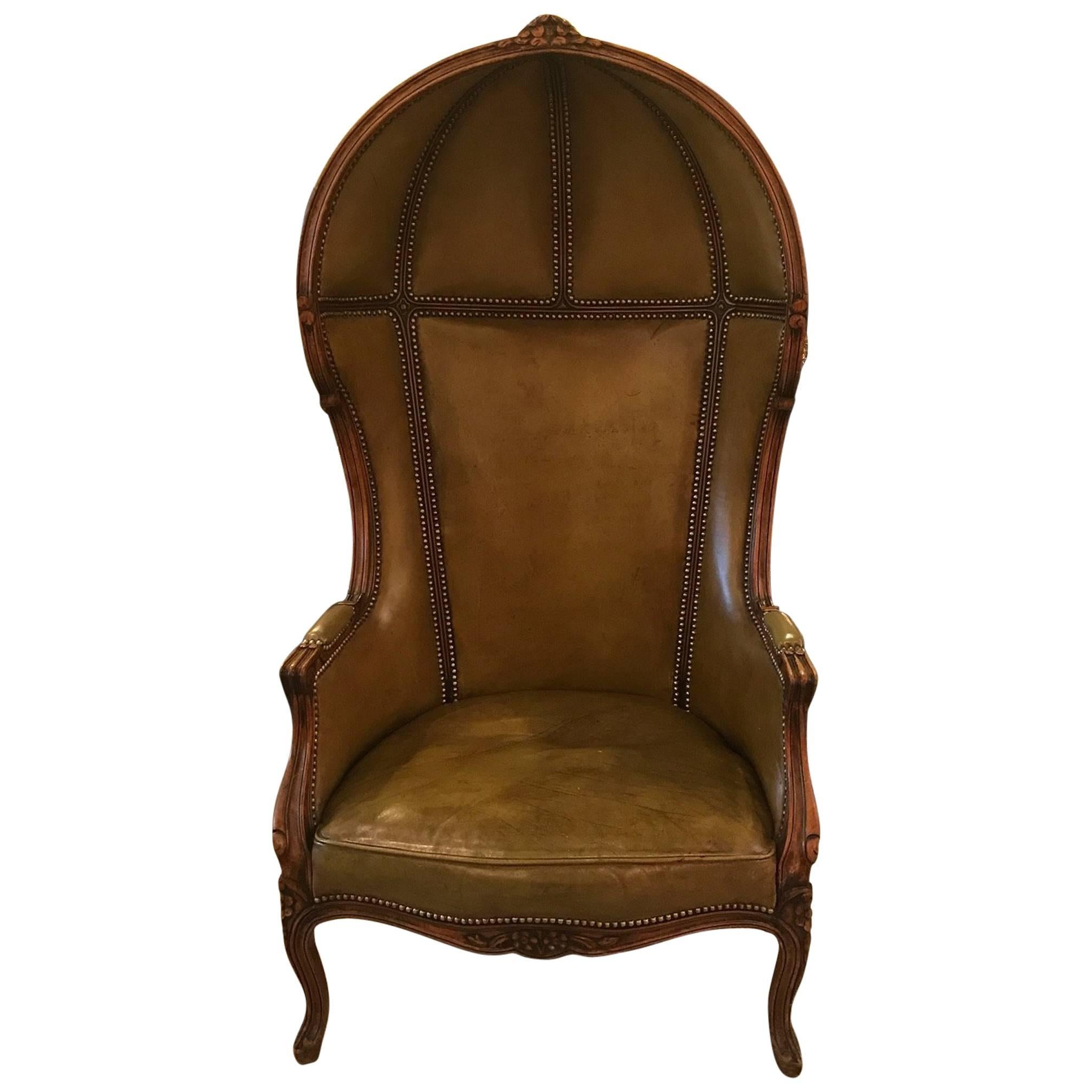 Louis XV Style Leather Porter Chair