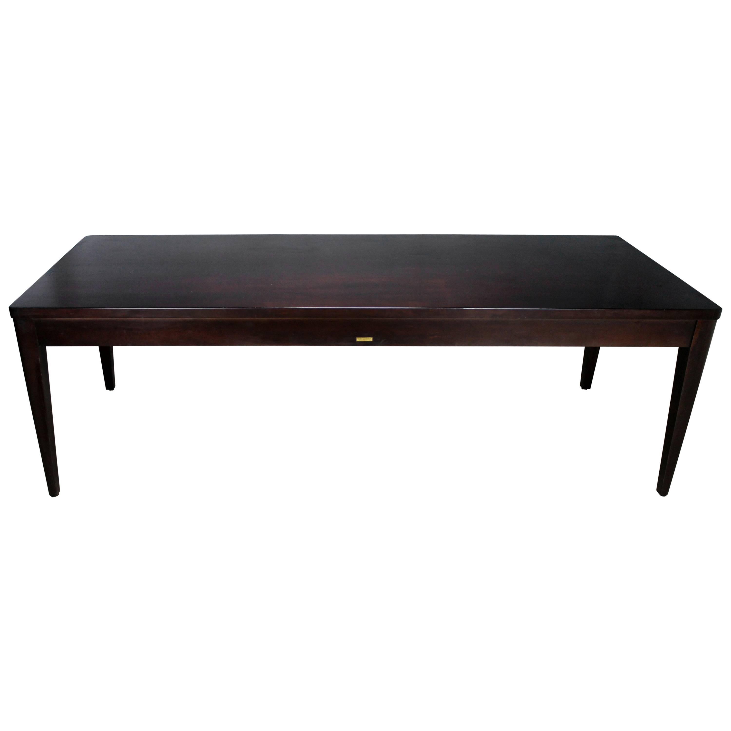 Library Style Dark Espresso Stained Maple Dining Table Bro-Dart Vintage Modern