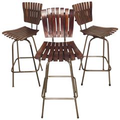 Arthur Umanoff Style Slat Stools 12
