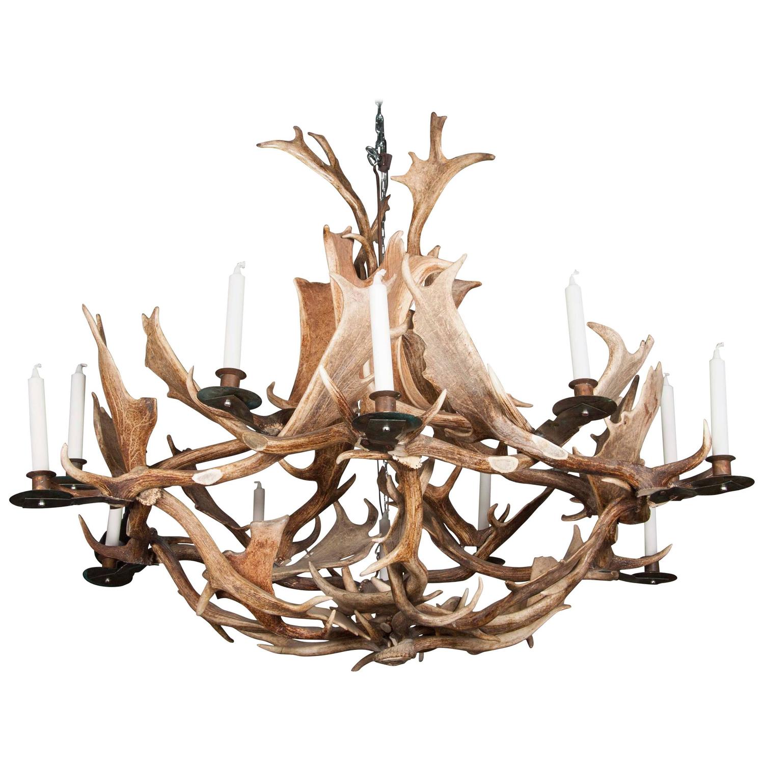 Stainless Steel Deer And Lucite Antler Chandelier At 1stdibs