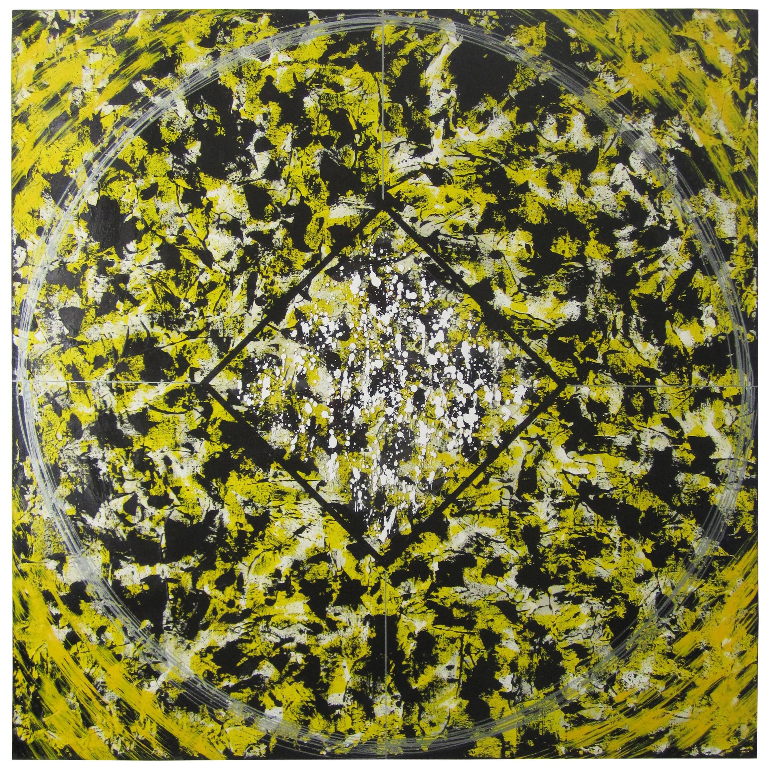 Gerald Campbell Mandala Painting in Yellow For Sale
