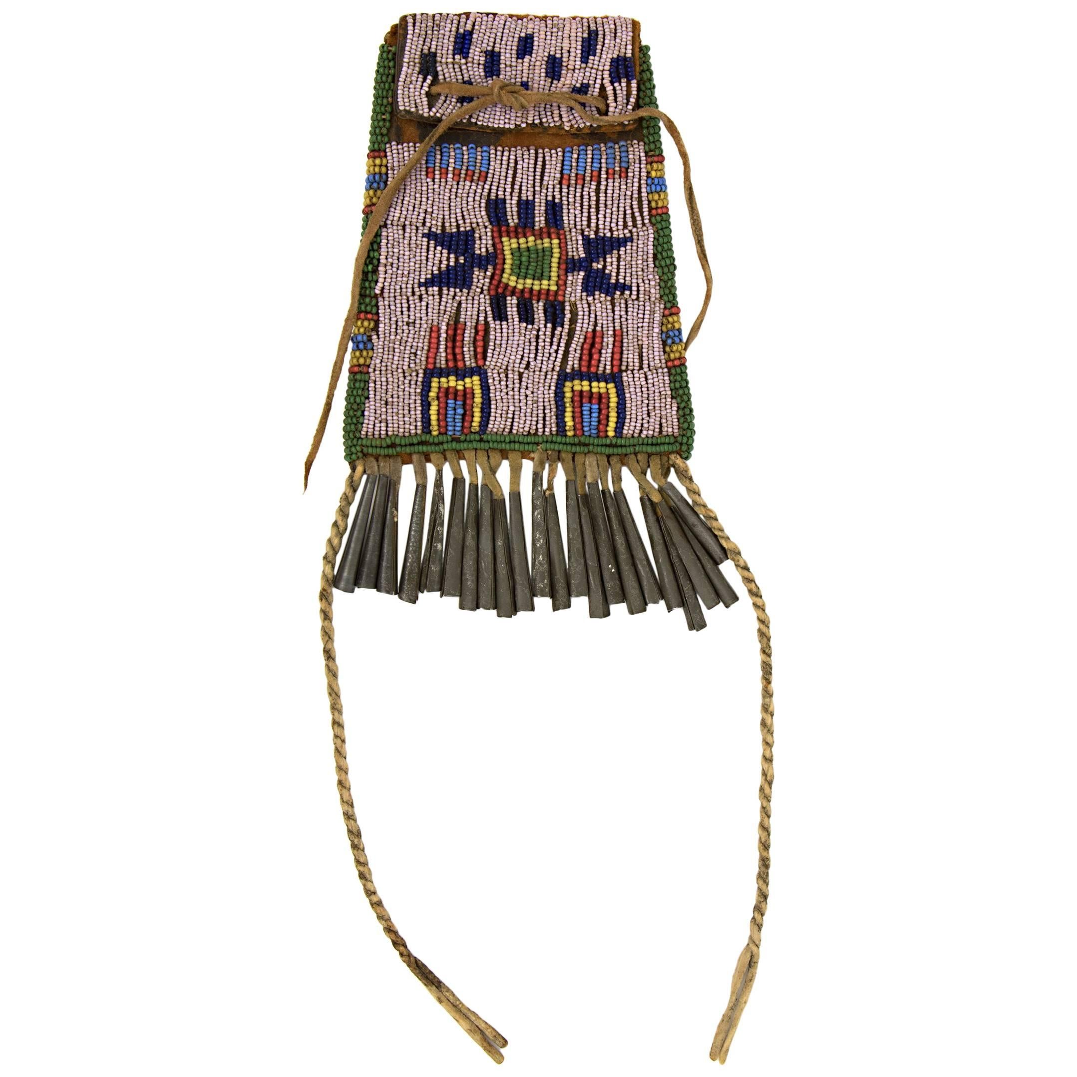 Antique Native American Beaded Strike-A-light Bag, Arapaho, 19th Century