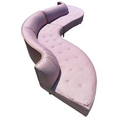Two-Piece Curved Serpentine Sectional Sofa, Mid-Century