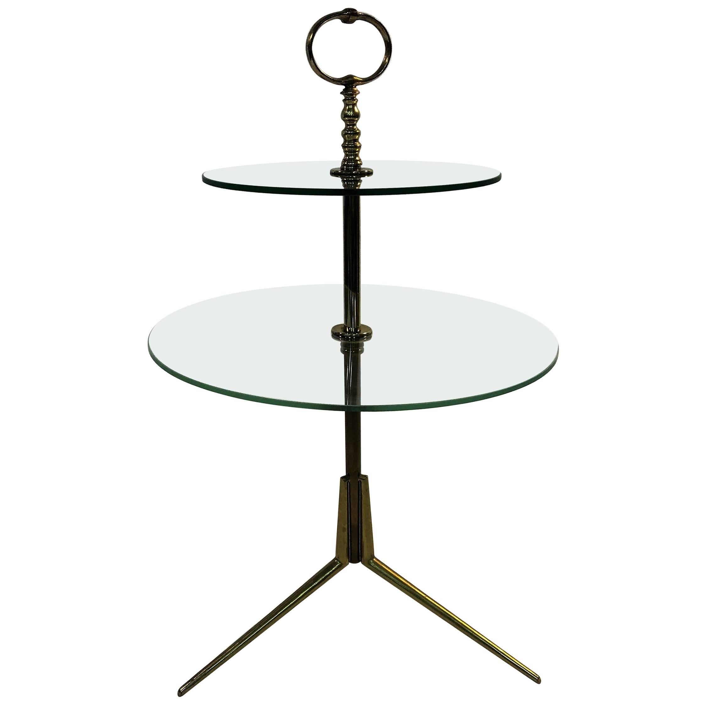 Fontana Arte Modernist Brass Tripod Base Table by Pietro Chiesa For Sale
