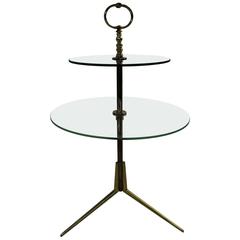 Fontana Arte Modernist Brass Tripod Base Table by Pietro Chiesa