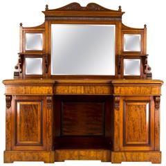 Scottish Victorian Antique Mahogany Sideboard, Buffet, Inverted Mirror Back 12