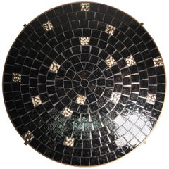Retro Large Mosaic Tile and Solid Brass Coffee Table by Mosaic House
