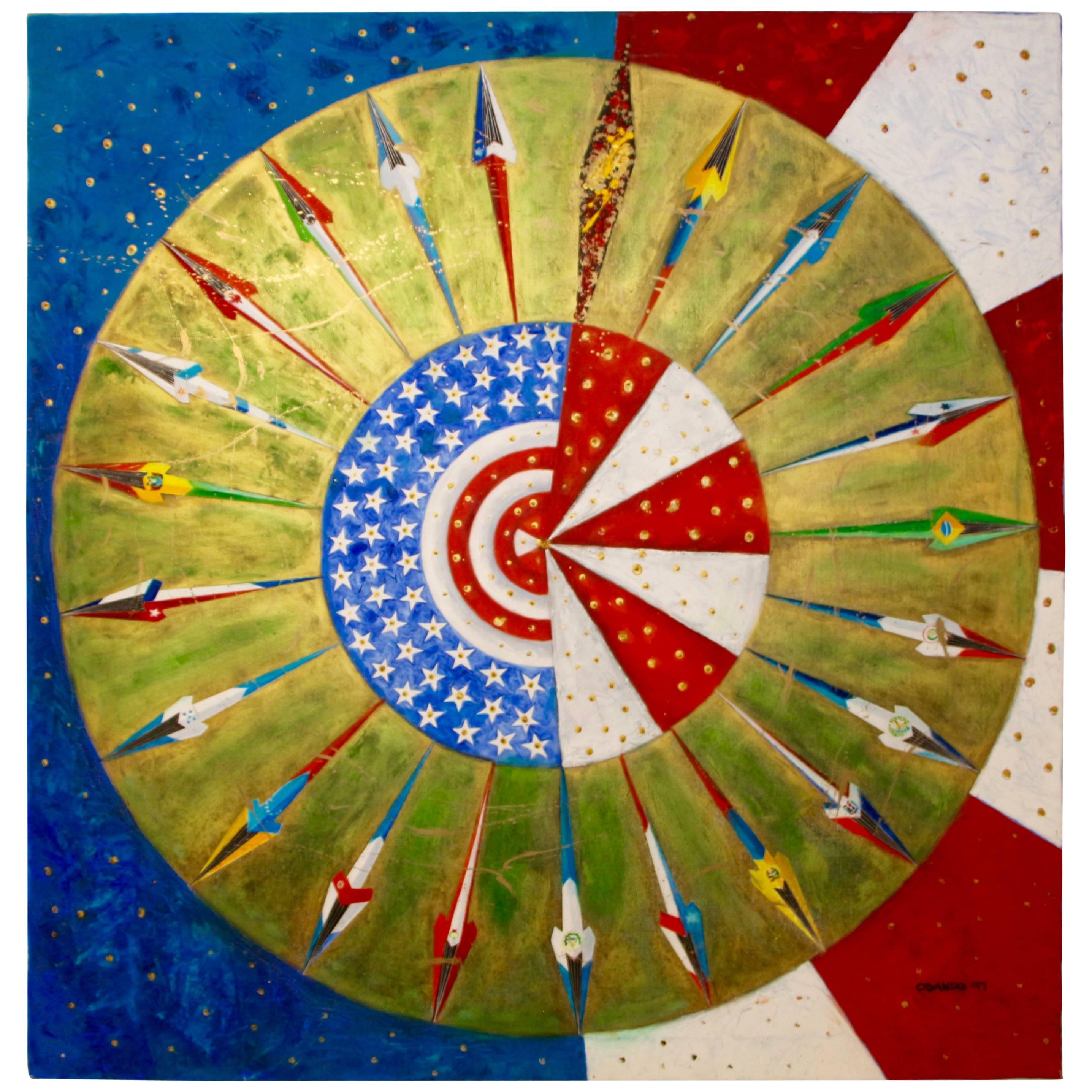 Vibrant Abstract by George Obando, "Unity and the Americas", 1997