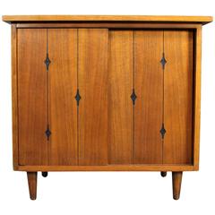 Retro Walnut Mid-Century Modern Record Storage Cabinet