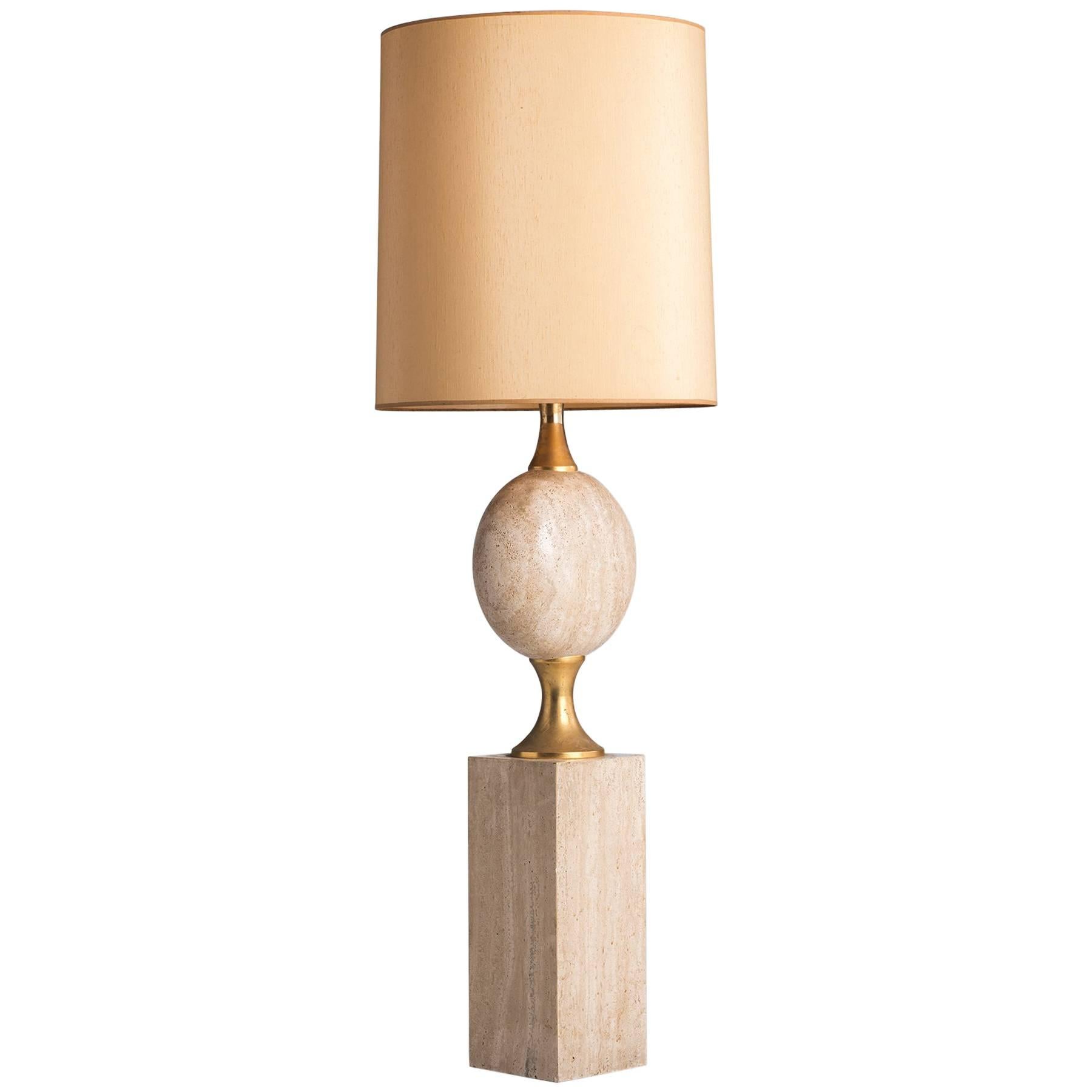 Travertine Marble Floor Lamp by Phillipe Barbier, circa 1970