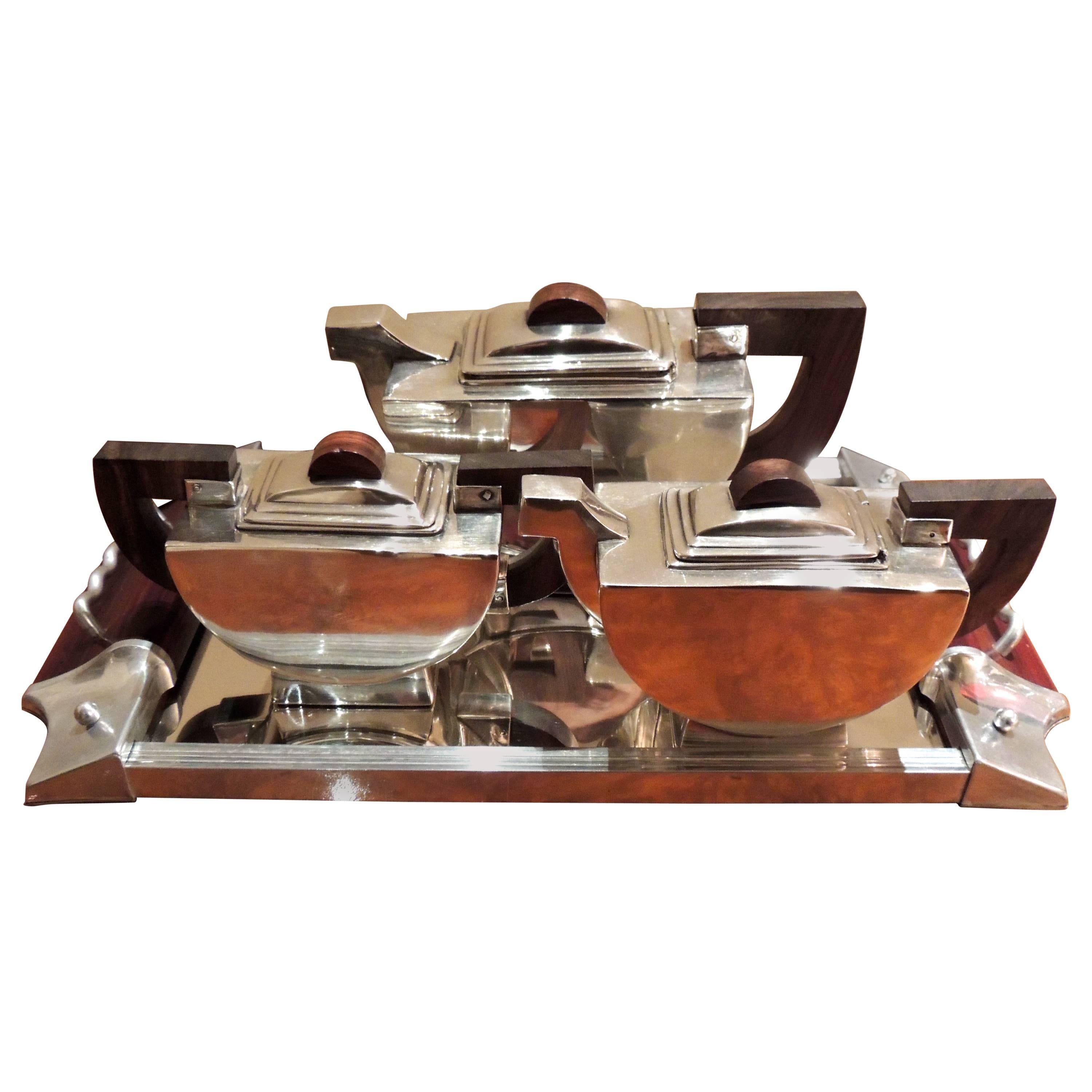 Demilune Modernist Deco Silver Tea Set