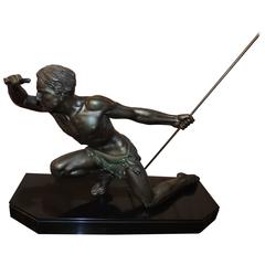 Vintage Art Deco Spear Hunter Sculpture