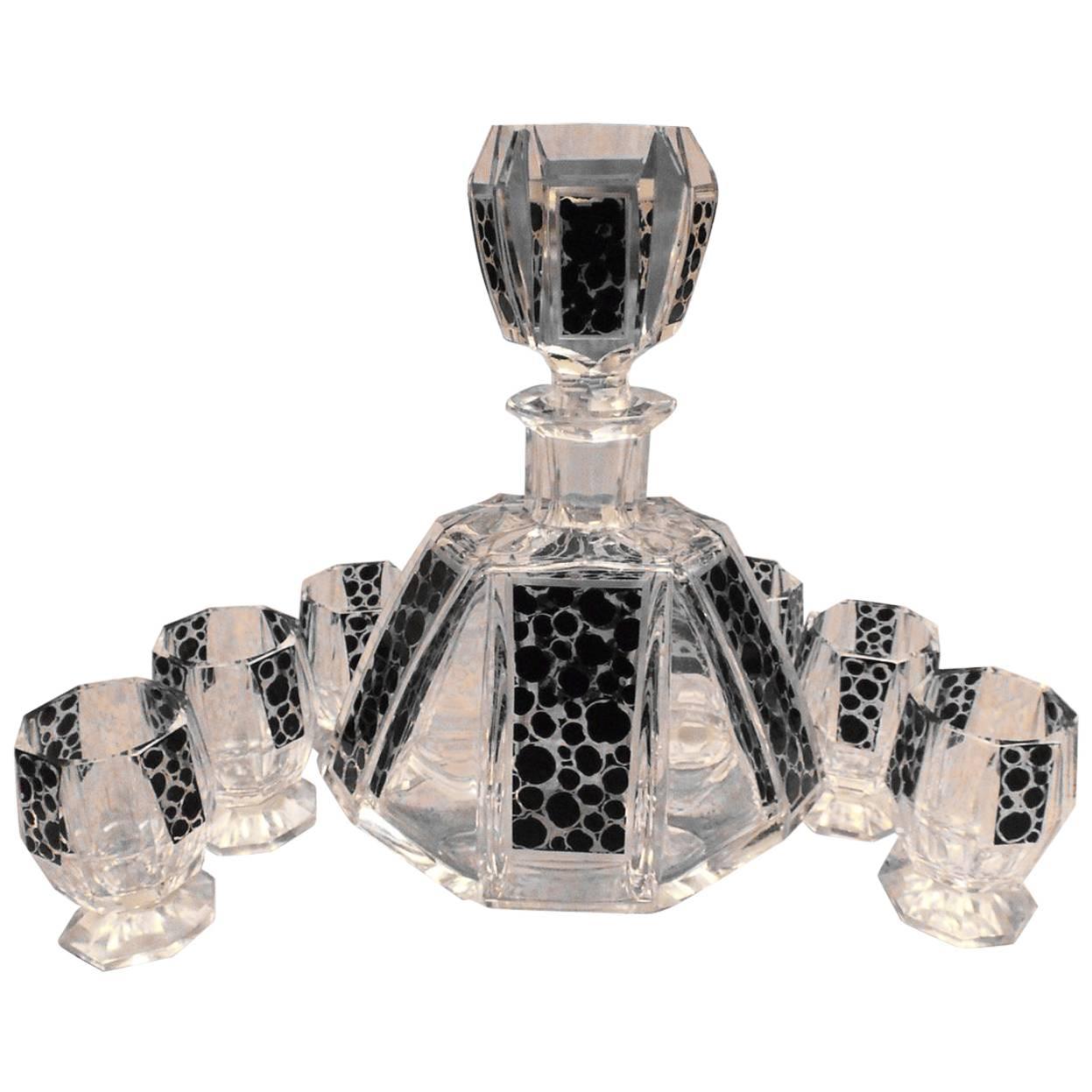 Art Deco Leopard Czech Decanter