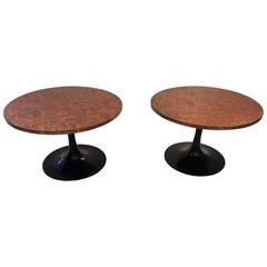 Pair of Paul Evans Brutalist Copper Pedestal Tables