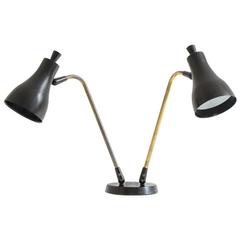 Vintage Gerald Thurston Black Double Cone Table Lamp
