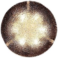Large Mid-Century J.T. Kalmar Ice Glass Flush Mount with Brass, Austria, 1960s 11