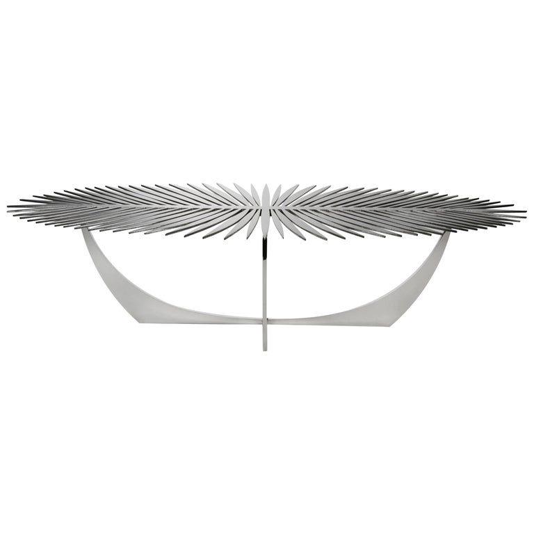  DOUBLE FROND COFFEE TABLE in Stainless Steel by Christopher Kreiling Studio For Sale