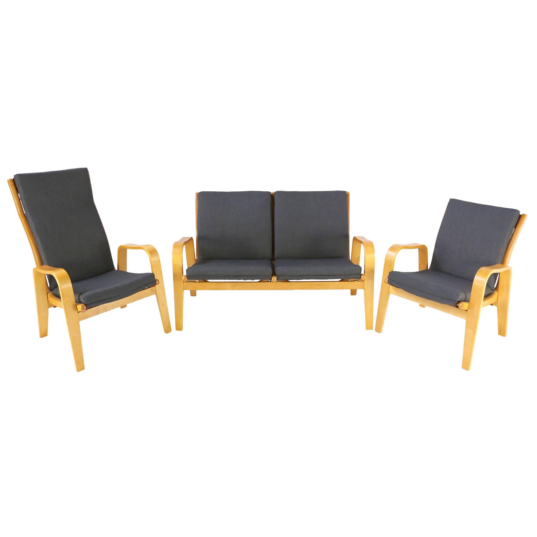 Pastoe FB06 Sofa and Two Easy Chairs Designed by Cees Braakman, 1950s