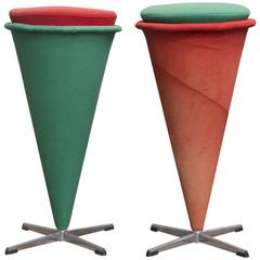 1958, Verner Panton for Rosenthal, Cone High Stool, Original Linen Fabric 1