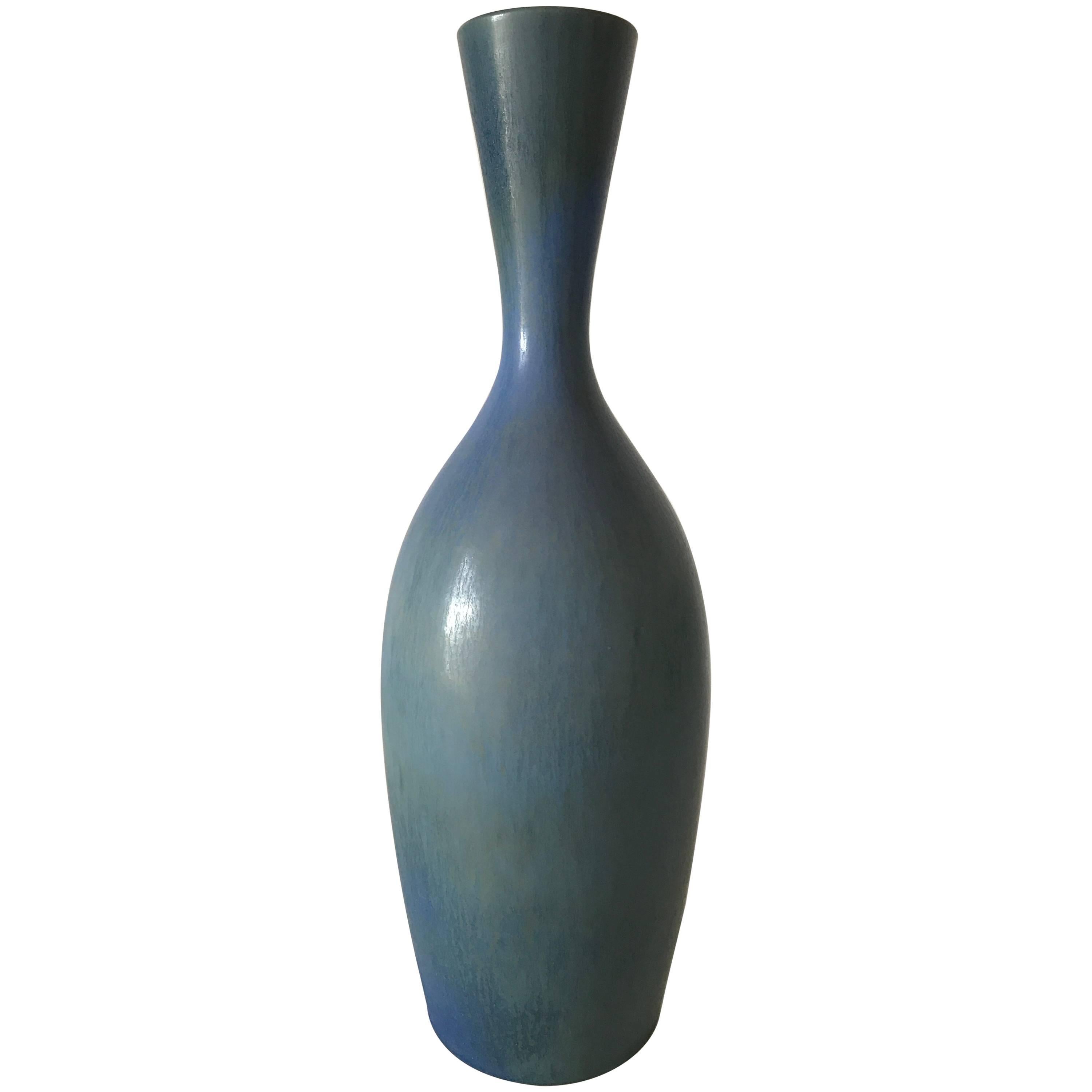 1984 Gustavsberg Blue Hare's Fur Vase Made by Sven Wejsfelt