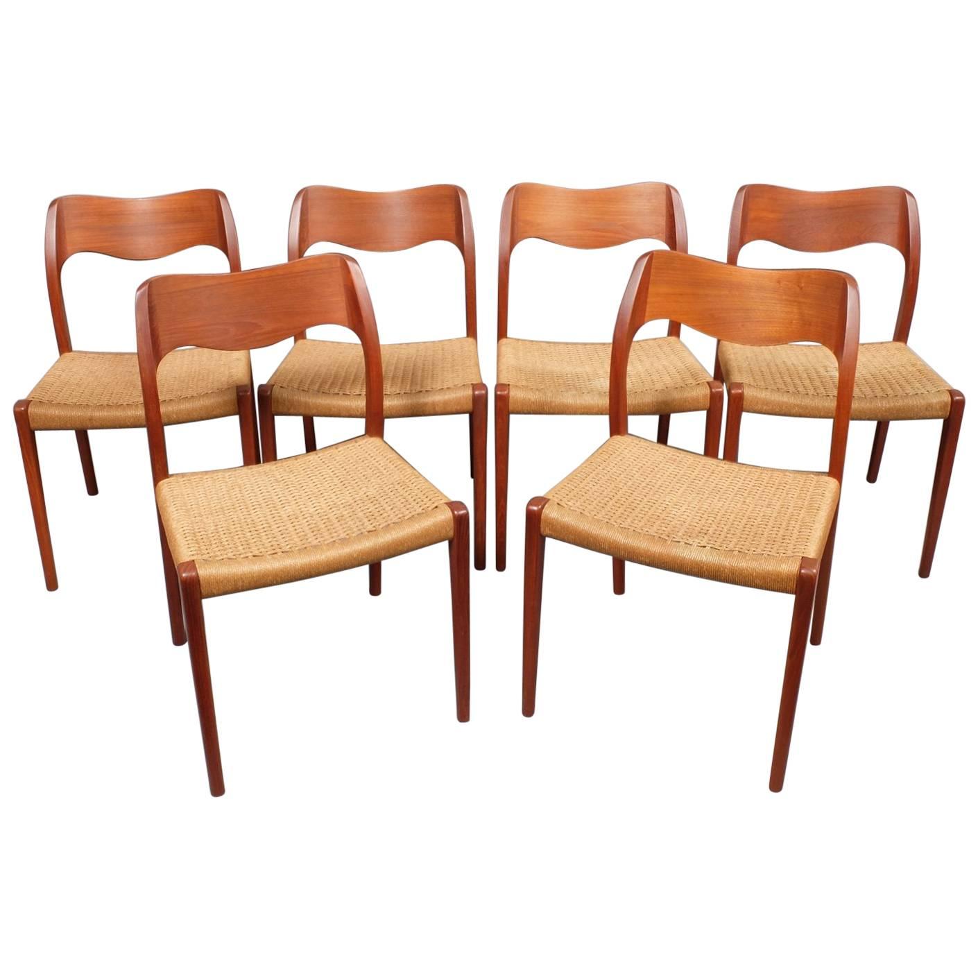1960's Niels O. Moller Model 71 Teak Dining Chairs