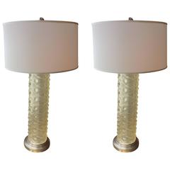 Lovely Pair of Frosted Glass Table Lamps